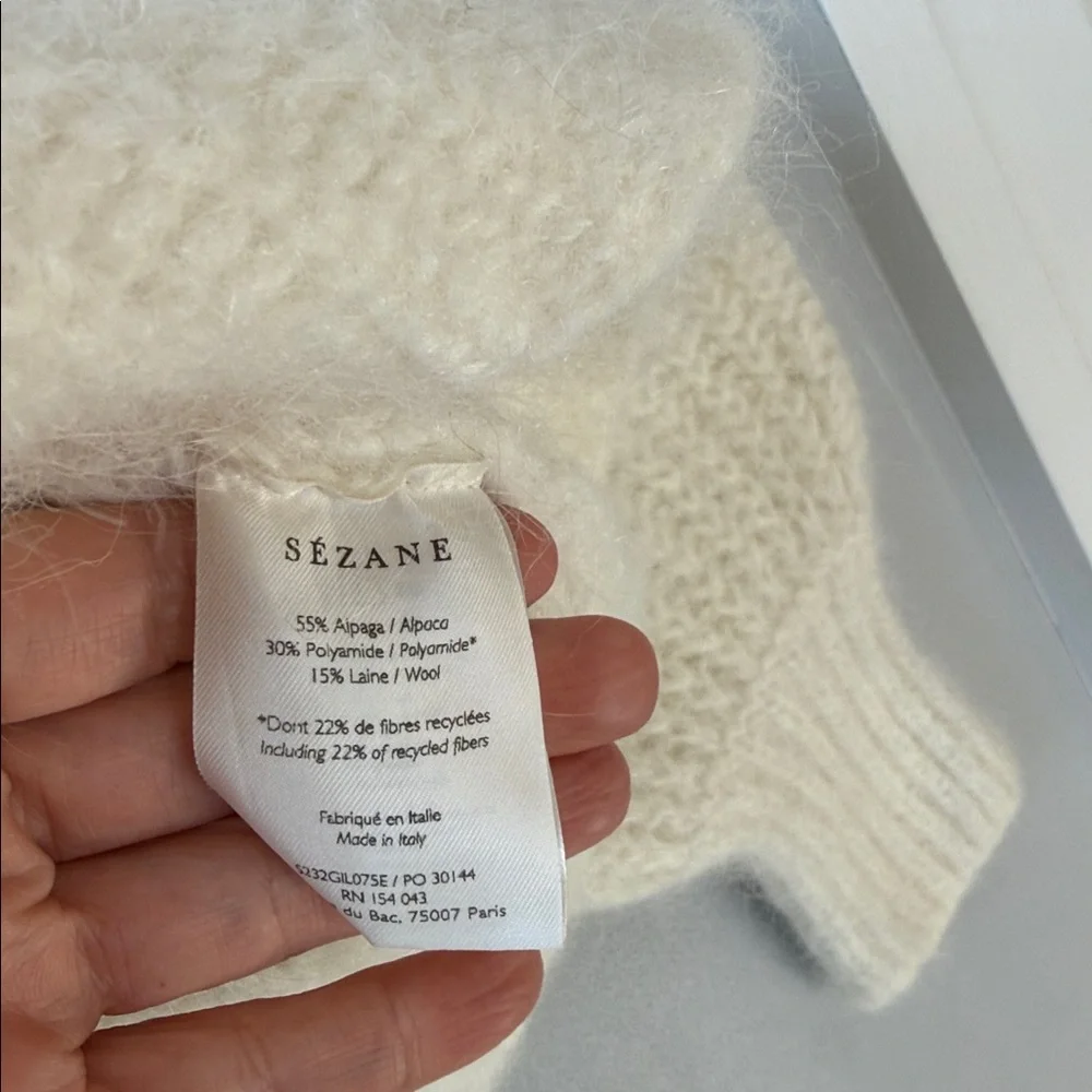 Sezane Emile Cardigan Cropped Ecru - Picture 8 of 10